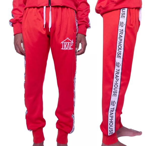 Trap House Red White Sweatpants Track Pants size S Streetwear Athleisure Unisex - Picture 13 of 13